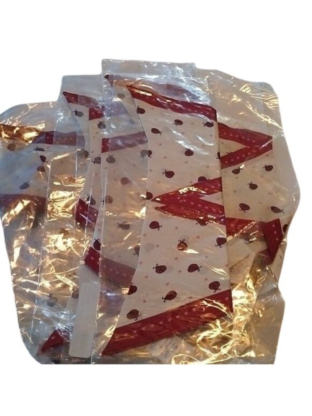 Coach 662 Ladybug Print Silk Diamond Scarf, Chalk/Red - Picture 5 of 5